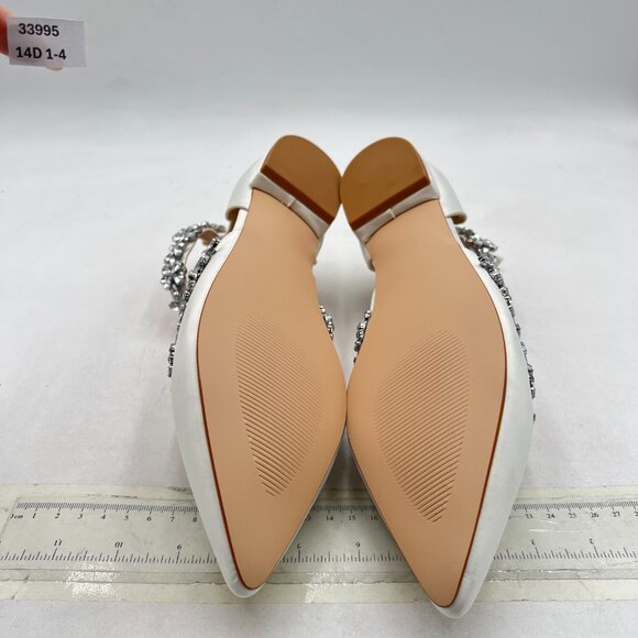 XYD White Pointed Toe D'Orsay Wedding Flat Sandals Sparkly Rhinestones Dress Sho - Picture 7 of 8